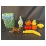 Glass fruit and other decor