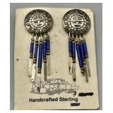 Q.T. Sterling Silver Navajo Style Dangle Earrings