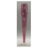 Vintage Cranberry Etched Glass Bud Vase