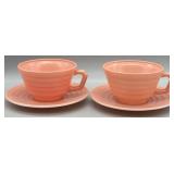 (2) Hazel Atlas Platonite Pink Cup Saucer Sets