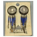 Q.T. Sterling Silver Navajo Style Dangle Earrings