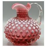 Fenton Cranberry Opalescent Hobnail Pitcher