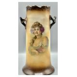 Antique Handpainted Portrait Vase