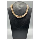 Vintage Triple Strand Faux Pearl Choker Necklace