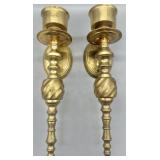 MCM Hollywood Regency Brass Wall Sconce Pair