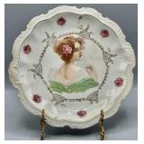 Vintage Crescent China Portrait Plate with Holder