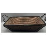 Vintage Woven Wicker Basket w/Metal Handles