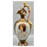 Victorian Porcelain Signed Portrait Ewer Pitcher