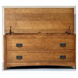 Storage Hinged Top Chest w/Faux Drawers