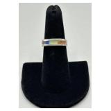 .925 Pastel Stone Inlay Square Band Ring