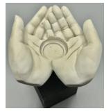 Art Deco Cast Open Healing Hands Candle Holder
