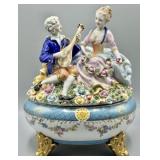 Dresden Porcelain Courting Couple Figural w/Lid