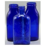 (3) Cobalt Blue Vintage Bottles - SEE DESC