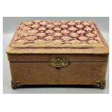 Vintage Jewelry Box with Brass Feet