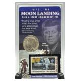 1969D Half Dollar Moon Landing Coin & Stamp Set