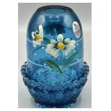 Fenton Handpainted Blue Fairy Lamp Signed