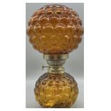 Vintage Amber Hobnail Oil Lamp