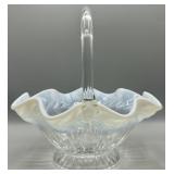 Vintage Tiara Glass Ruffled Edge Fruit Basket