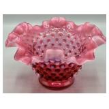 Fenton Cranberry Opalescent Hobnail Bowl