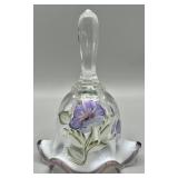 Fenton Purple Floral HP Iridescent Art Glass Bell
