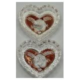 Enesco Heart Shape Rose Crystal Trinket Boxes