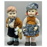 Vintage Pair of Bisque Clothed Dolls