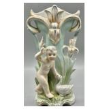 Vintage Porcelain Cherub Boy with Duck Vase