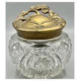 Antique Art Nouveau Glass Vanity Dresser Jar