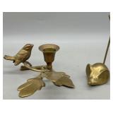 Brass Candleholder & Figurine
