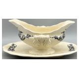 circa 1880-1900 Ironstone Gravy Boat w/Plate