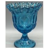 L.E. Smith Moon & Stars Colonial Blue Goblet Vase