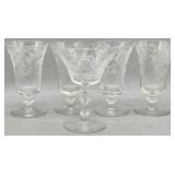 Misc Tiffin Etched Stemmed Glasses