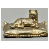 Brass Cat on Pillow