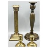 Vintage Brass Column & Baluster Style Candlesticks