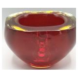Vintage Murano Sommerso Ruby Amber Glass Bowl