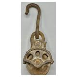 Antique Iron Hook Double Pulley