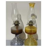 (2) Depression Glass Hurricane Lamps