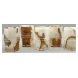 (5) Vintage Onyx Alabaster Marble Tumblers