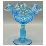 Fenton Colonial Blue Hobnail Pedestal Compote