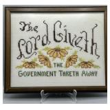 The Lord Giveth Framed Cross Stitch