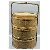 Chinese 3-Tier Woven Bamboo Wedding Basket