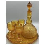 Indiana Glass Amber Tiara Glass Decanter Set