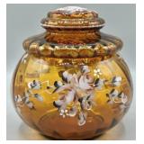 Vintage LG Wright Amber Glass HP Canister Jar