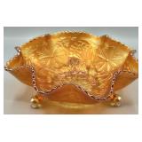 Fenton Marigold Carnival Glass Footed Bowl