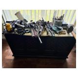 Vintage stereo and contents on top
