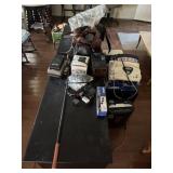 Choice lot cabinet, ottoman and misc electronic