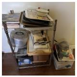 Shelf & box of misc  kitchen items