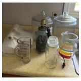 Misc jars, lamp & foodsaver
