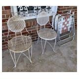 2 metal chairs & 2 folding chairs