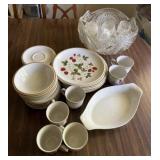 Sheffield stoneware, punch bowl & cups
